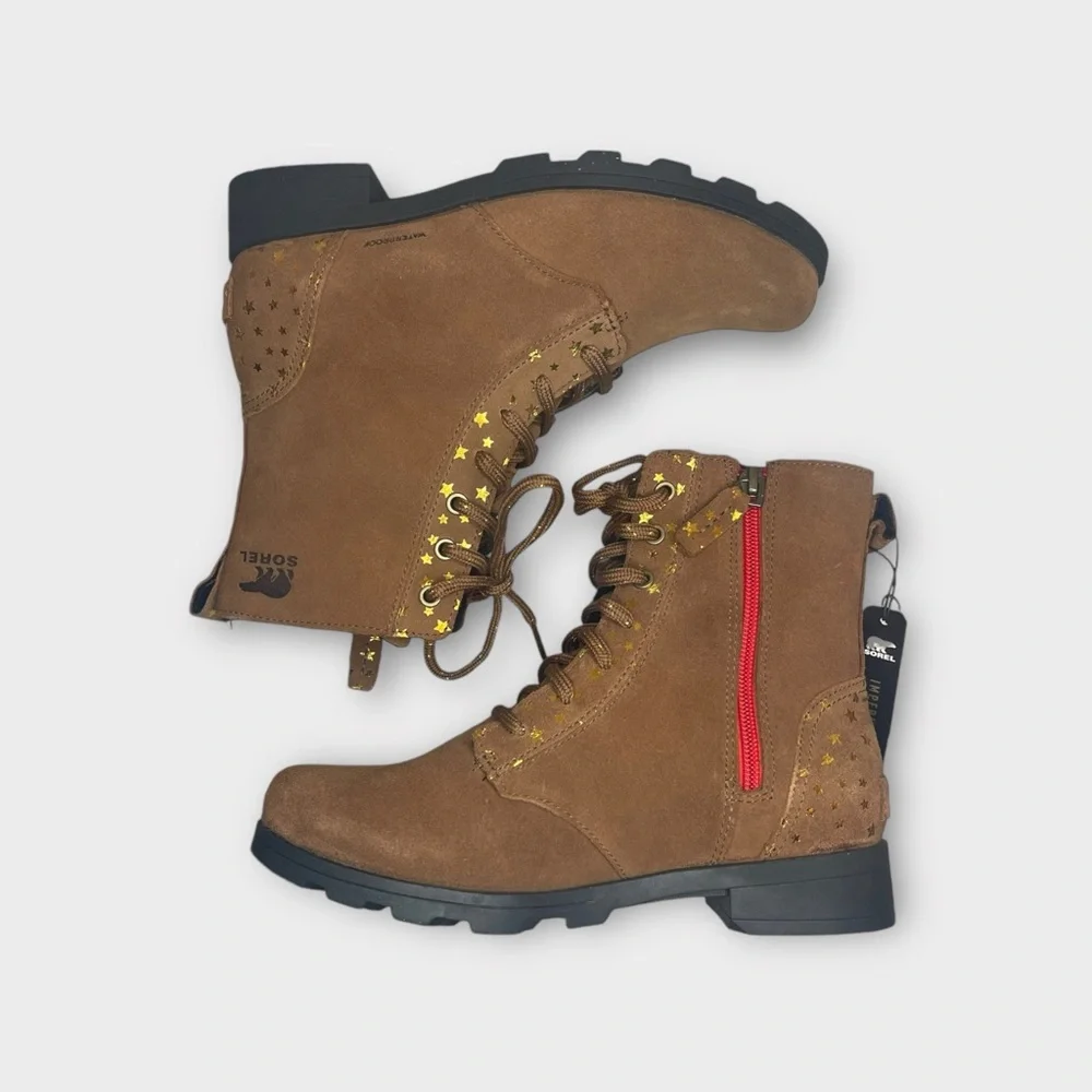 Sorel Emelie Suede Gold Star Pattern Waterproof Boots